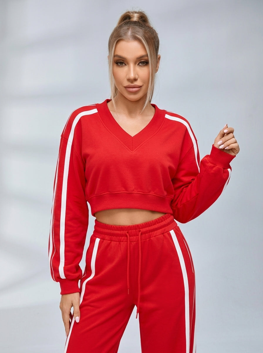 ZASUWA Contrast Color Stripes Athletic Tracksuit