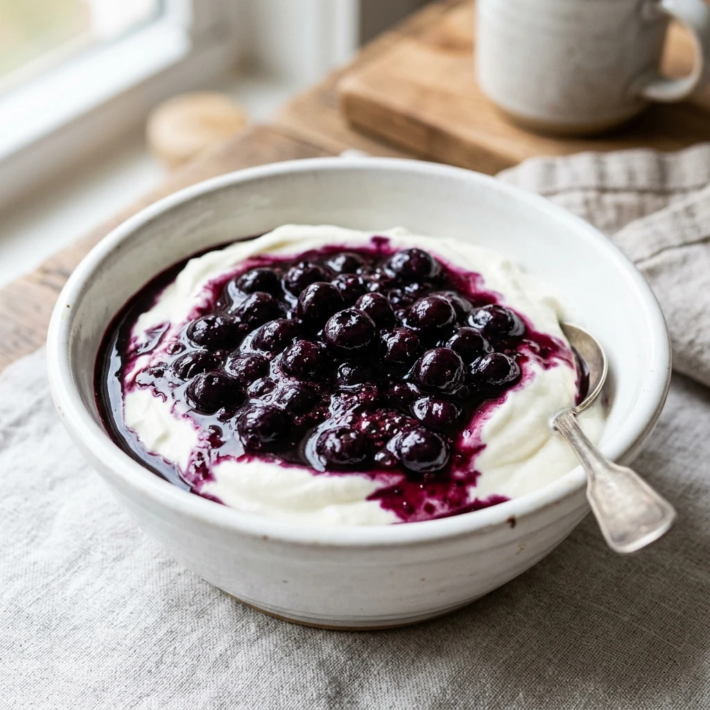 75# CREMA DI KEFIR E COMPOSTA DI MIRTILLI AL MIELE